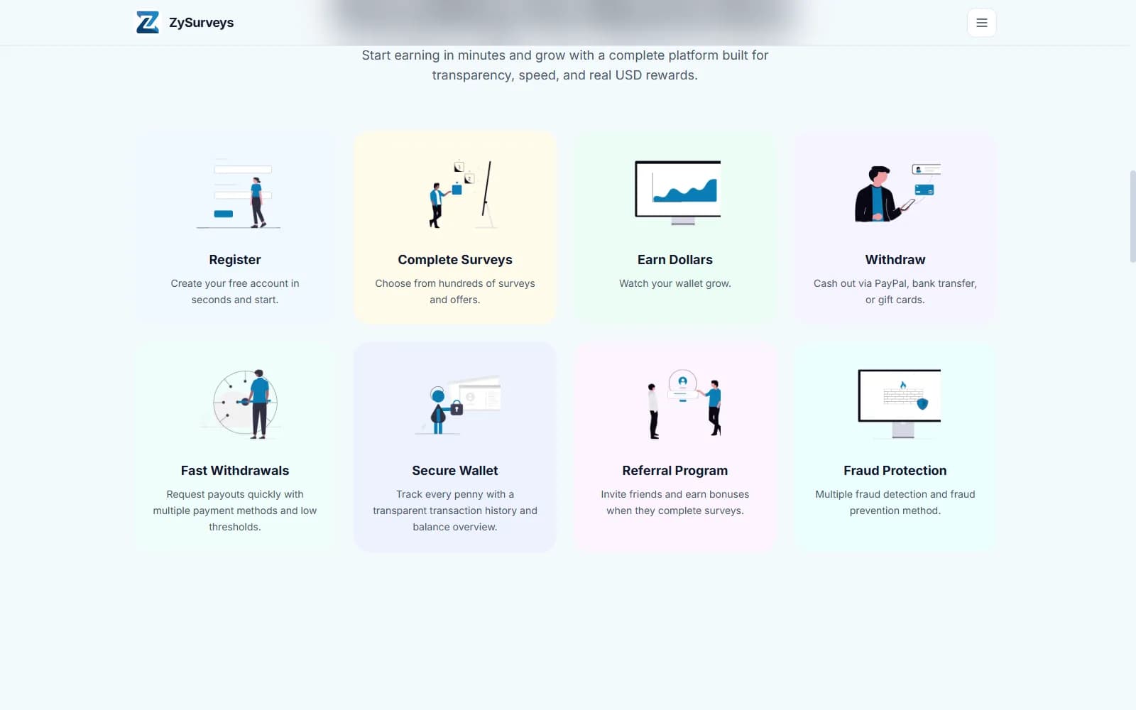 ZySurveys 'Everything You Need to Earn' feature overview